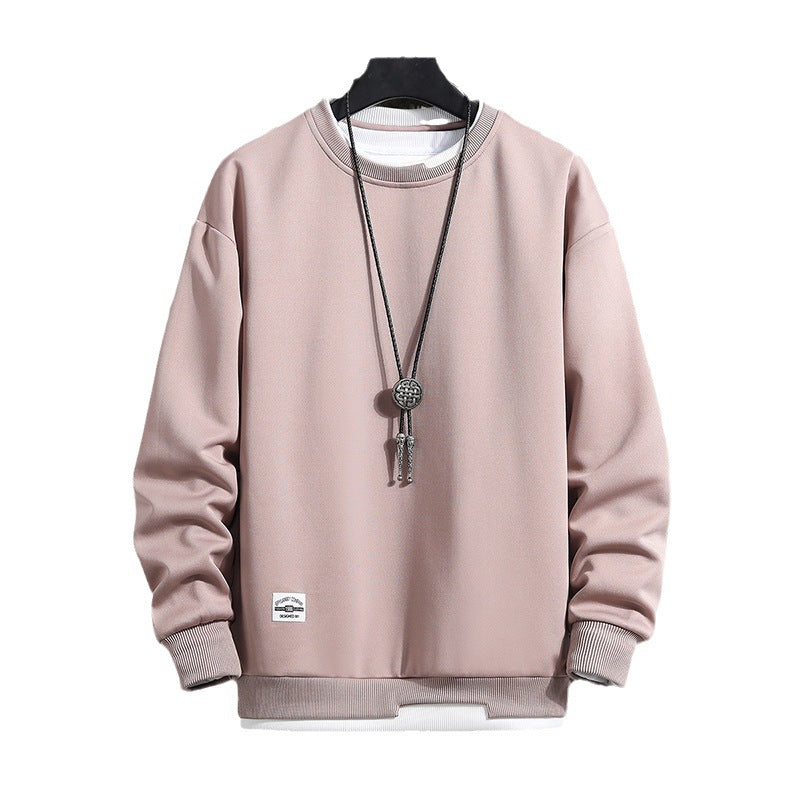 Men's Round Neck Casual Jacket Korean Style Long-Sleeved Sweatshirt Top Men's Bottoming Shirt Men's Clothing