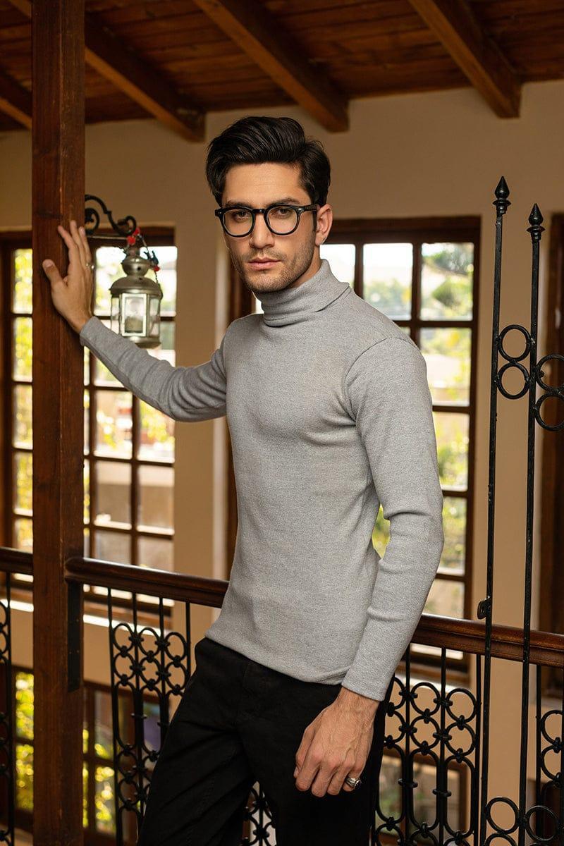 1 Pcs Men’s Rib Plain Highneck