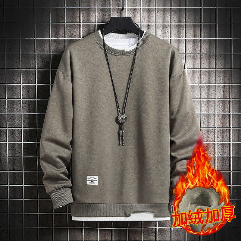 Men's Round Neck Casual Jacket Korean Style Long-Sleeved Sweatshirt Top Men's Bottoming Shirt Men's Clothing