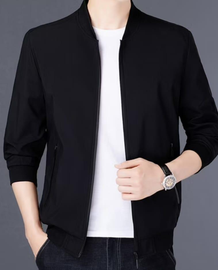 Men’s Plain Fleece Jacket_1 Pcs|Blacked Collared Style